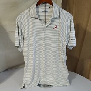 Columbia Golf Auburn Logo Mens Dry Fit Moisture Wicking Striped Polo Shirt  Sz M
